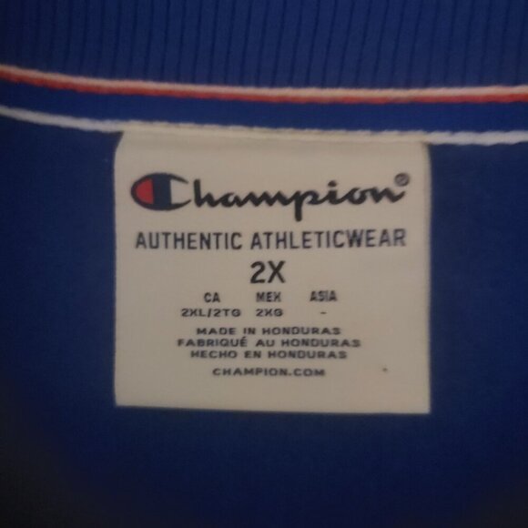 Champion Reverse Weave Crewneck Sweatshirt - Women's Blue w/Yellow Print - 2XL - Picture 6 of 9